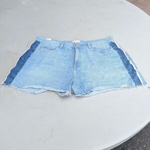 Forever 21 Denim Shorts Women Size 16 Distressed Frayed Hem Blue